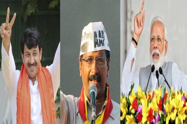 modi, kejriwal & manoj tiwari